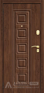 Дверь входная металлическая с позолоченной фурнитурой и коричневым цветом внешней панели №11 внутренняя - фото